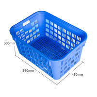 京顿加厚塑料框周转筐长方形加厚蔬菜水果箱蓝色20个白色20个无铁耳无盖(长59cm*宽43cm*高30cm)塑料框