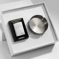 ZIPPO打火机205ZL磨砂标志烟灰缸礼盒套装