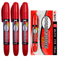 晨光(M&G) 文具MG2110双杰记号笔马克笔油性光盘笔勾勒笔大双头双头记号笔粗线记号笔油性大头笔 红色 12支/盒装