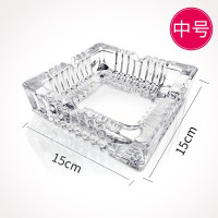 得力(deli)客厅办公水晶玻璃缸简洁大方办公室家用 9579烟灰缸150*150mm