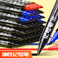 得力,型号:6821记号笔黑色大头笔不掉色防水防油大容量马克笔勾线笔油性 黑色 10支/盒