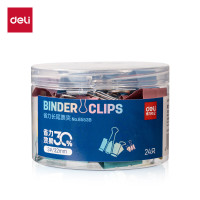 得力(deli)24只32mm彩色省力长尾夹 票夹1#超大号燕尾夹票据夹子 24只/筒8553B