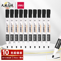 得力(deli)白板笔6817色泽明亮可擦易擦 黑色10支/盒