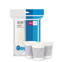 得力(deli)228ml一次性杯子 竹浆纸杯/水杯 贵宾接待 50只装 白色19211
