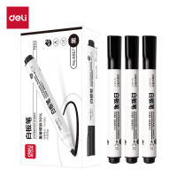得力(deli)粗头可擦易擦白板笔滑耐磨耐用 办公文具会议老师培训教学 黑色10支/盒P06817
