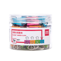 deli得力 8556ES彩色长尾票夹筒装(混)(60只/筒)