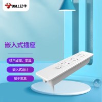 公牛(BULL)嵌入式插座/插线板/排插/接线板/拖线板 多功能桌面/家具 白色3位总控1.8米GNQ-Q1031