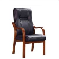 海邦木椅经理办公座椅家用书房椅班前椅电脑椅子会议椅老板椅 黑色西皮 68*72*110cm