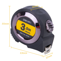 得力(deli)3m全包胶自锁钢卷尺 Ⅱ级精度测量尺子 79550 灰色