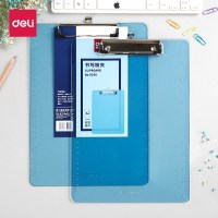 得力书写板夹A4文件夹垫板纸夹板写字板夹可悬挂菜单夹子车间办公文具用品学生写字画画记录板夹 半透深蓝 9256