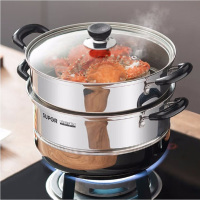 苏泊尔(SUPOR) 304不锈钢可折叠蒸锅26cm双层复底汤锅二层蒸笼燃气电磁炉通用 锅具 SZ26B46
