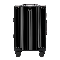 恒源祥行李箱托运箱拉杆箱竖纹商务铝框箱黑色24英寸/个HYX8066-24