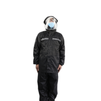 汉汉盾反光条双层分体雨衣含网格内衬、可拆卸大帽檐 黑色 M码