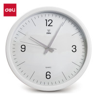 得力(deli)圆形挂钟办公室客厅卧室钟表时尚简约现代风挂墙时钟 直径37cm 黑色 9006
