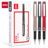 得力(deli)1.0mm子弹头办公水笔 加粗线幅水笔 黑色12支/盒S72