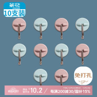茶花 挂钩粘钩无痕厨房门后衣服活动五金强力粘胶免打孔挂钩 10只993015