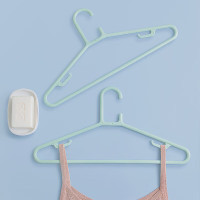 茶花大衣架 防滑晾衣架子衣服架衣挂衣服撑子浅绿 5只0730浅绿