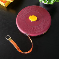 海斯迪克 测量尺皮卷尺 软尺盘尺 耐用麻布尺(50米)手柄随机