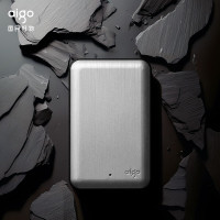 AIGO爱国者HD808 2TB USB3.0 移动硬盘 2.5英寸机械硬盘兼容Mac 银色 机线一体 轻薄便携