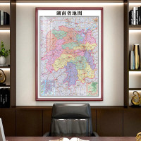 MDUG湖南省立体地形图景誉澜珊竖版、木框+晶瓷画80*120cm