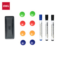 得力白板配件套装 白板笔3(黑色2蓝色1)白板擦1磁钉8 实用高频办公家用教学画画白板搭配套装33313