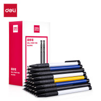 得力(deli)圆珠笔中油笔0.7mm子弹头软胶握手原子笔按动笔 办公用品 黑色 36支/盒YZB-6546
