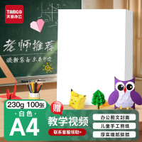 天章 (TANGO)[老师推荐]A4硬卡纸白色加厚打印纸 幼儿园学生手工绘画纸彩色手工DIY折剪纸 白色230g 100