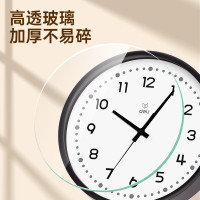 得力挂钟时尚创意简约客厅挂墙石英钟钟表35cm LE402ES黑