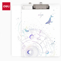 得力(deli)A4书写板夹 星空系列金属强力夹塑料文件夹 多功能写字垫板 小学初高中办公 72603透明色