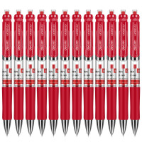 得力 S01中性笔签字笔 0.5mm子弹头 经典办公按动笔水笔 红色 单只价格(一盒12只)