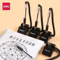 得力(deli)中性笔6791台笔桌面笔粘贴固定带绳台笔/银行签字笔 黑色0.5mm