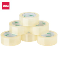 得力(deli)胶带 封箱胶带宽胶带塑料高粘单面封口快递打包胶布办公用品品60mm*40Y 整筒6卷装 30331