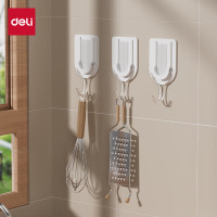 得力(deli)强力无痕挂钩 免打孔防锈可倒挂 浴室厨房门后粘钩 2只 19351-2