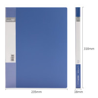 得力(deli)A4/60页资料册中小学生考试文件收纳册活页插袋文件夹文件保护办公用品蓝色PQ 30页5103