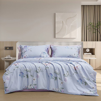 梦洁家纺 四件套 床单被罩枕头套40s纯棉印花四件套微风知晓200*230cm