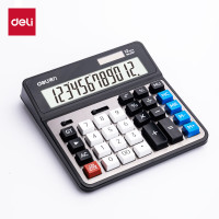 得力(deli)双电源电脑按键计算器 12位金属面板桌面计算机 财务金融/银行计算办公用品 2137 新老混发