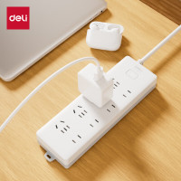得力(deli)3C认证国标安全插座 插排/插线板/接线板/排插总控开关 儿童保护门 8位2米 18258-02