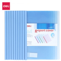 得力5538 10只A4水滴形拉杆夹 彩色半透明抽杆文件夹 5mm报告夹简历夹蓝色