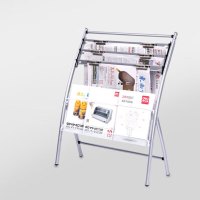 得力(deli) 9301报刊架简约型 四层铝合金夹条 高0.8米