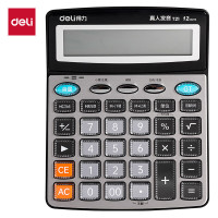 得力(deli)T21语音计算器真人发音 12位数显学生财务办公用按键计算机33度翘头 银色