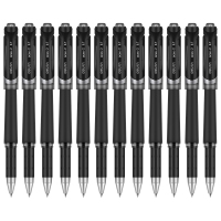 得力S21 水笔中性笔0.7黑色签字笔 0.7mm中性笔商务黑色磨砂杆高档中性笔 12支/盒