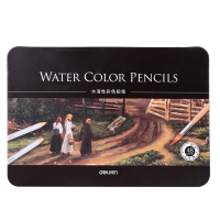 得力6523 48色铁盒水溶性彩色铅笔 彩铅 绘画/美术用品 学生文具 单个装 黑色