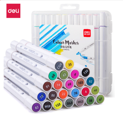 得力70700 马克笔套装12色 学生初学者彩笔绘画笔油性软头手绘设计正品水性