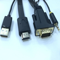 晶华(JH)VGA转HDMI转换线器带音频 高清视频适配器 电脑笔记本连接电视显示器投影仪视频线 黑色5米