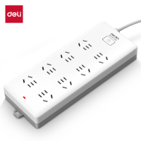 得力18170(10)延长线插座 办公用品 插线板_8组_10米_PE袋装(白)(个)