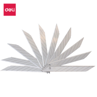 得力2015美工刀片 办公用品 (银色)(10片/盒) 10盒装