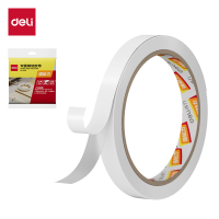 得力30405棉纸双面胶带12mm*10y*80um(白)(1卷/袋) 20袋 办公用品