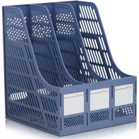 得力9847三联文件框资料架文件栏文件座书立办公用品(蓝色) 办公用品