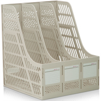 得力9847三联文件框资料架文件栏文件座书立办公用品(灰色) 办公用品