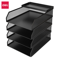 得力PB261金属文件座4层文件座+1层小托盘(黑色)(盒) 办公用品